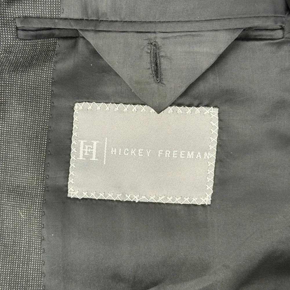 Hickey Freeman Blazer Mens 44S Charcoal Grey Worsted Wool 2 Button Sport Coat